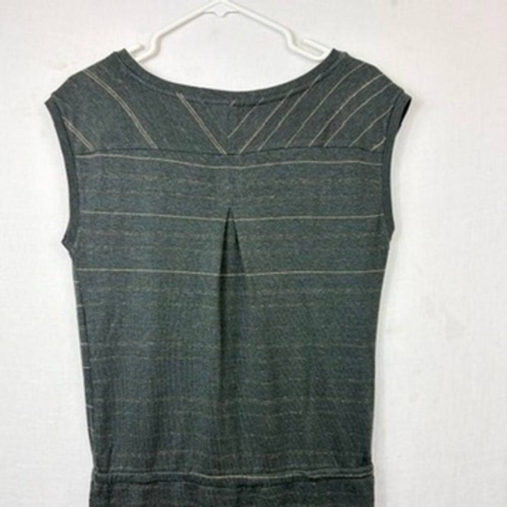 Prana Dress Sz XS Hemp Blend Gray Striped Sleeveless Drawstring Pockets Eco - Picture 8 of 13